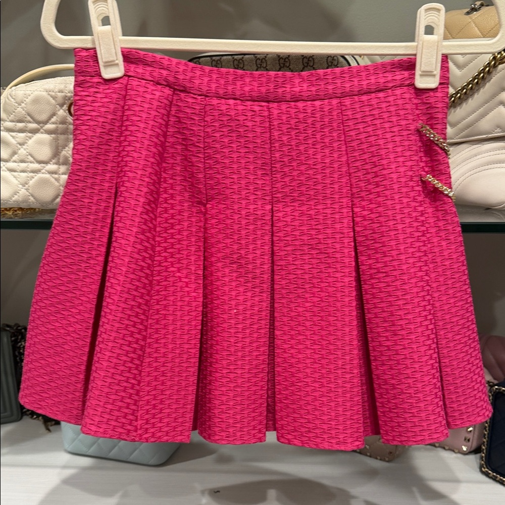 Amanda Uprichard Hot Pink Textured Pleated Skirt